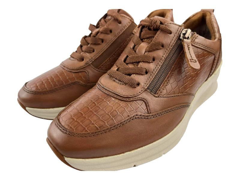 Tamaris | Women's shoes genuine leather wedge laces and zipper hazelnut Sara