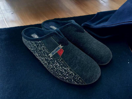 J.Ortega | Zapatillas de casa descalzas hombre paño Azul Michigan