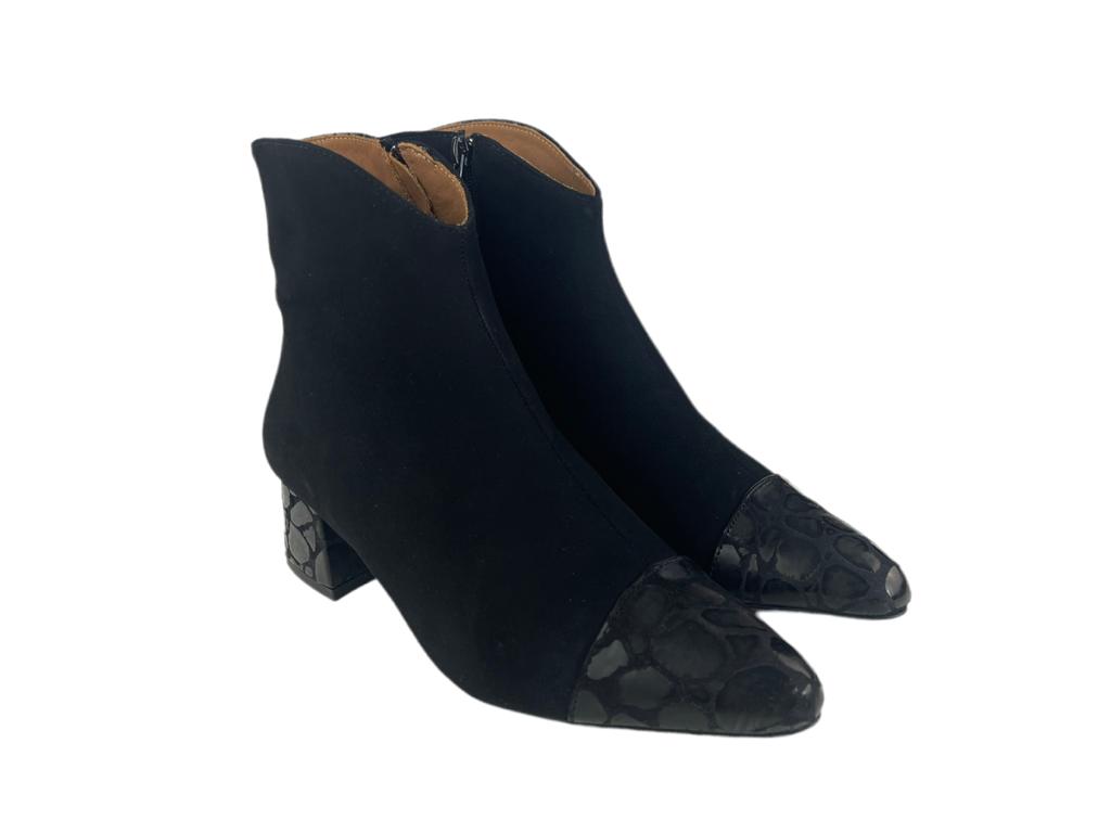 Ragazza | Botines mujer negro piel 100% ante tacón 5 cm Sagunto