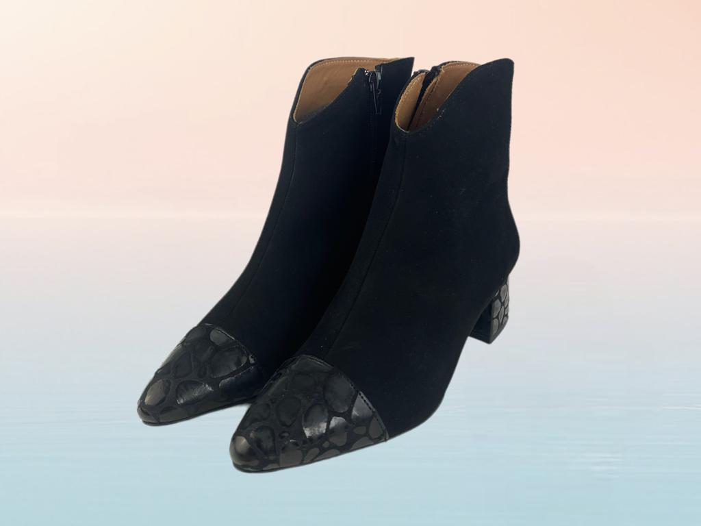 Botines Negros Botines Piel Ante Ragazza Botines Mujer Negro Piel