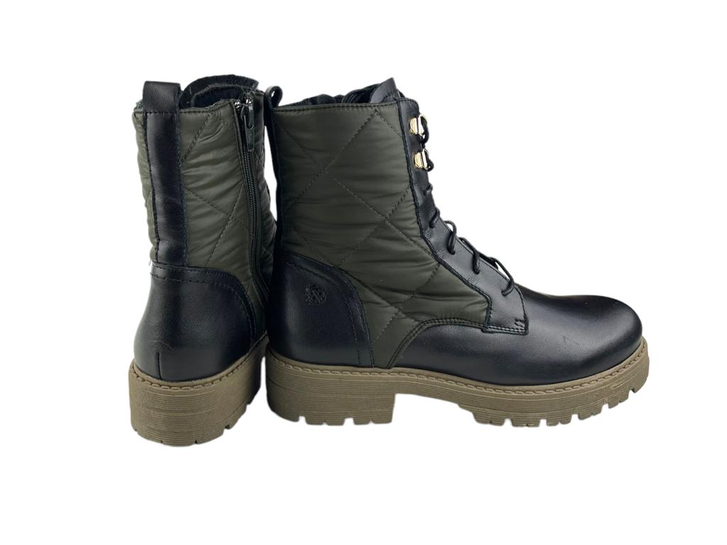 Yokono | Botas mujer estilo militar piel legítima nylon negro y verde Bovec