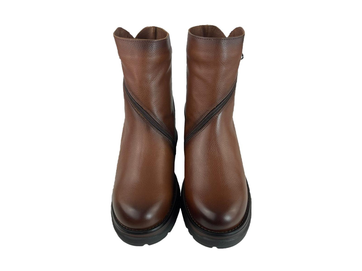 Paula Urban | Botines mujer marrón cremallera en diagonal Austin