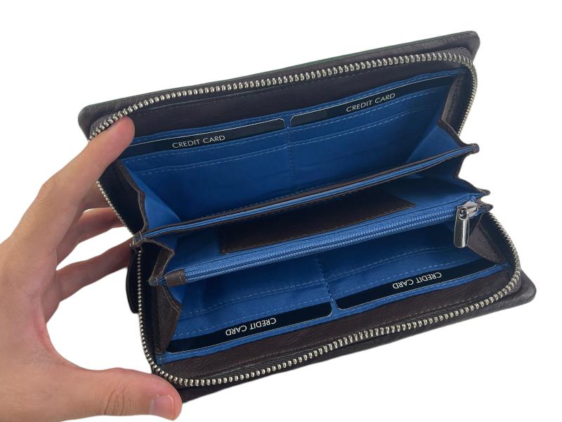 Adapell | Green women's wallet, cardholder and purse with zipper cow leather Lorena