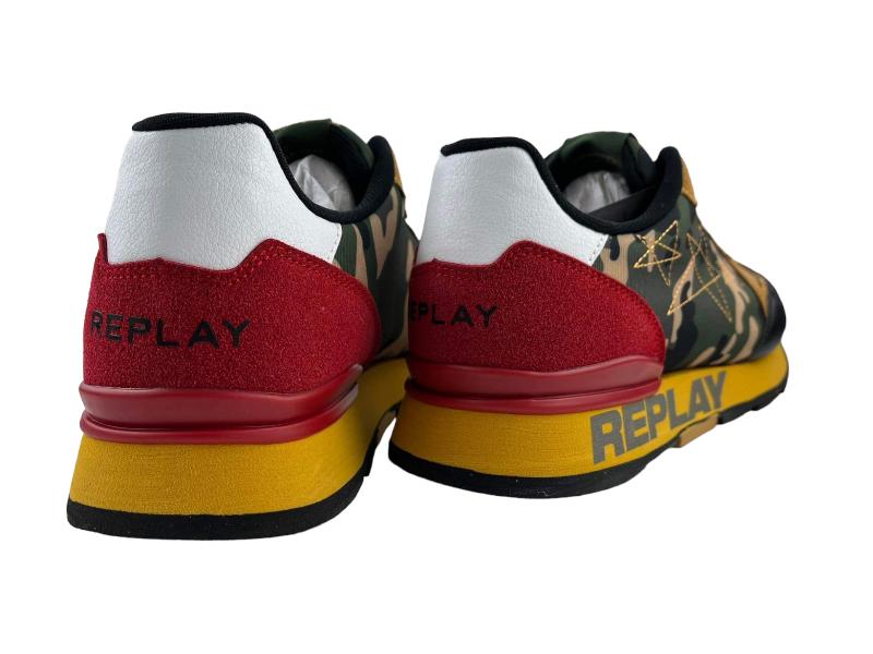 Replay | Sneakers/tenis hombre con cordones y plantilla extraíble Camo Red