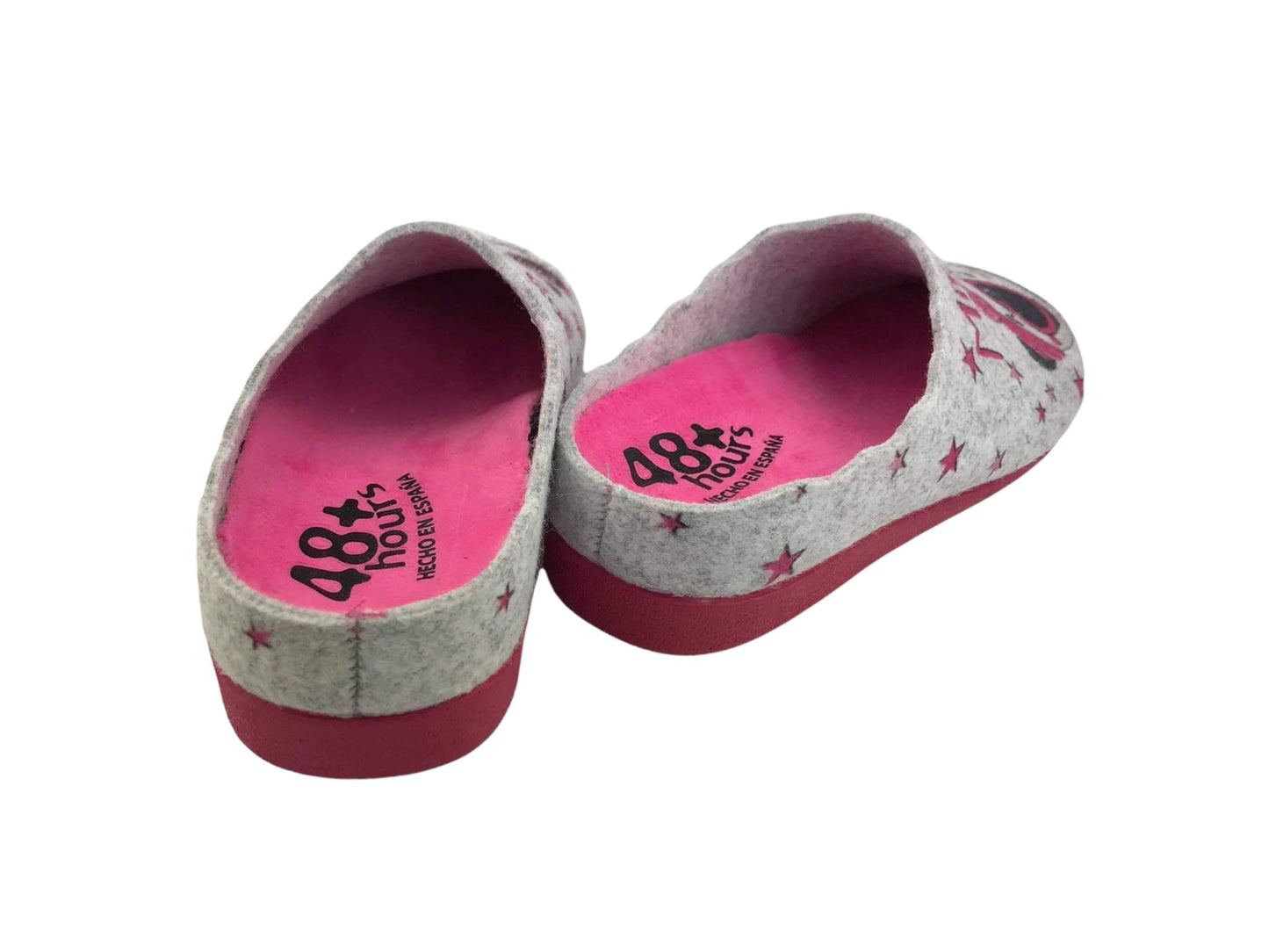 48 Hours | Zapatillas casa descalzas mujer plantilla extraíble paño gris perla Estrella