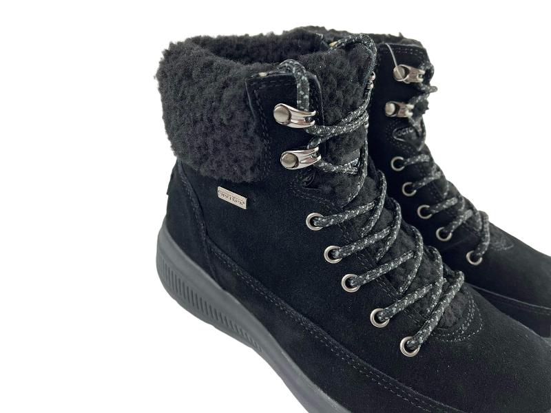 Cutillas | Botines con cordones y cremallera en piel ante negro Xana