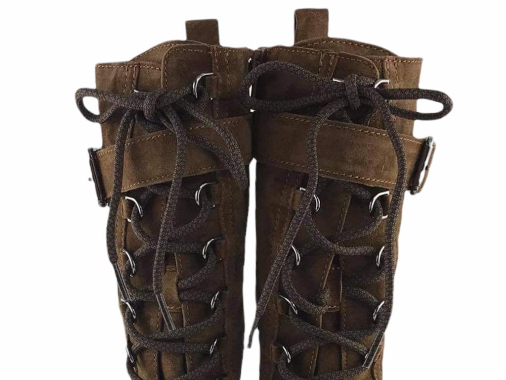 Alps | Women's boots with laces and zipper suede Laura chocolate