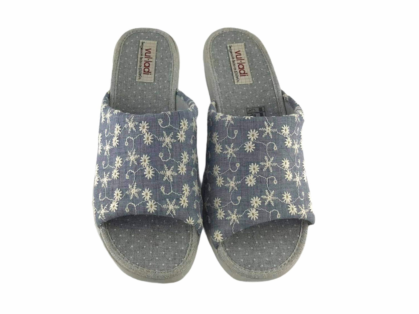 Vulladi | Zapatillas de Casa Descalzas Mujer Cuña Jeans Flores