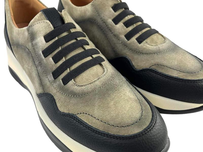 Khloe Marin | Sneakers/Zapatos mujer ergonómicos con cordones elásticos piel ante y lisa Michigan