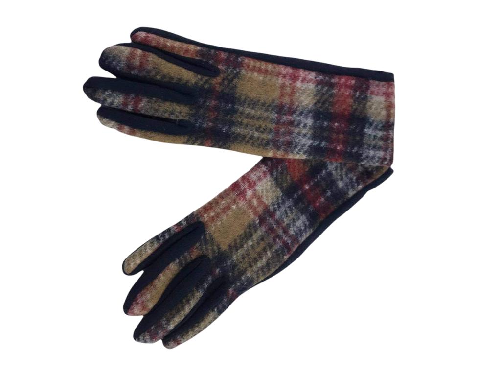 Angora | Guantes de Lana mujer cuadros fondo azul Milán