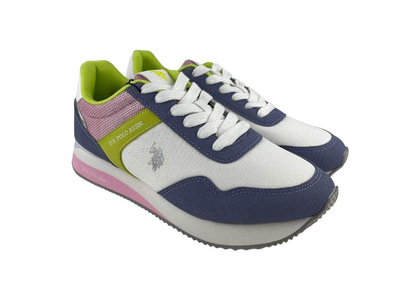 U.S.Polo Assn. | Sneakers-tenis mujer con cordones rosa y lima Frisby