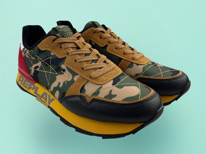 Replay | Men's sneakers/tennis with laces and removable Camo Red insol – Da