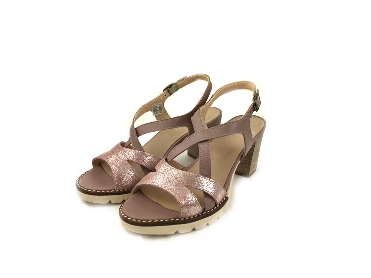 Tolino | Sandalias mujer tacón ancho piel malva