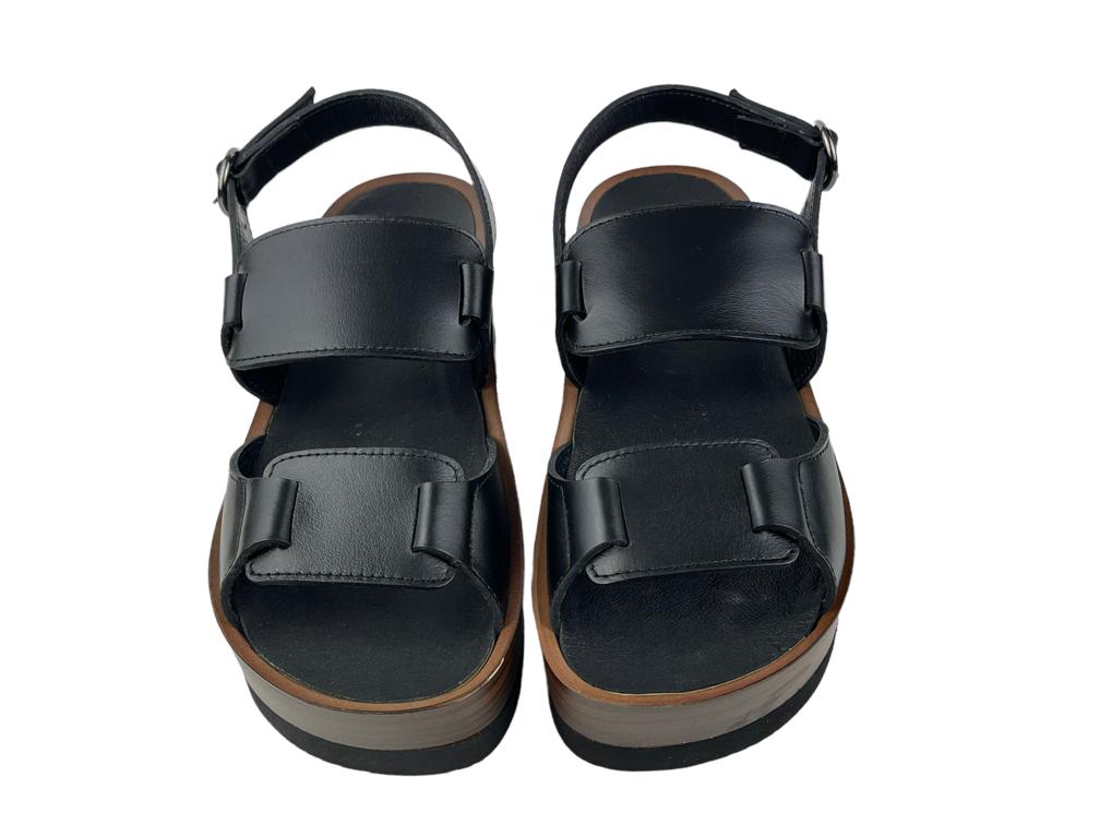 Ninuá | Sandalias negras de piel legítima con plataforma Milán