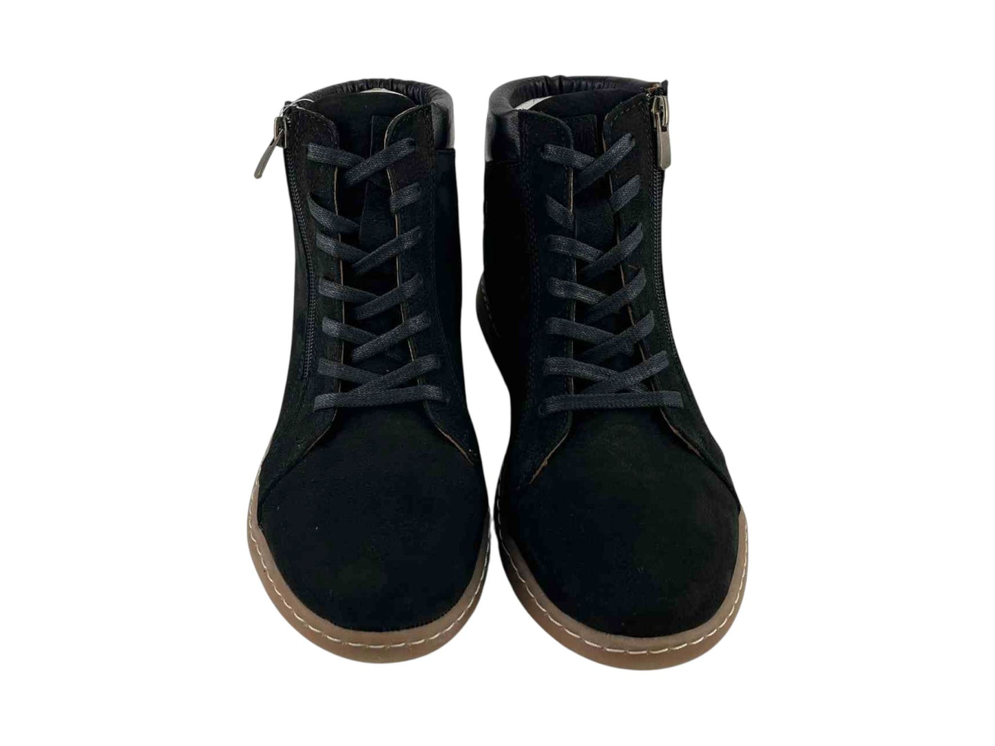 Botines en piel de la marca 48Hours para mujer en piel legítima nobuk con cordones y suela muy cómoda en color marrón claro.