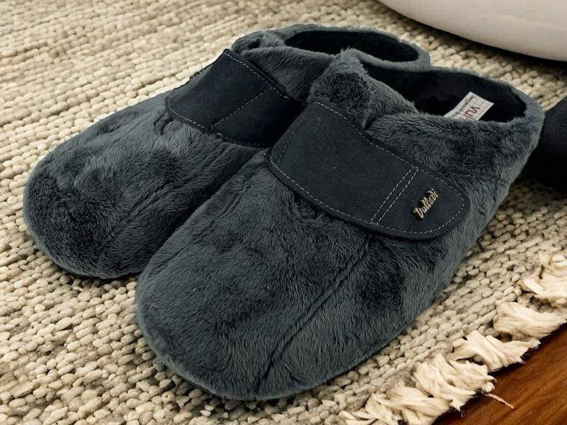Vulladi | Zapatillas descalzas paño grueso gris con tapeta regulable Noa