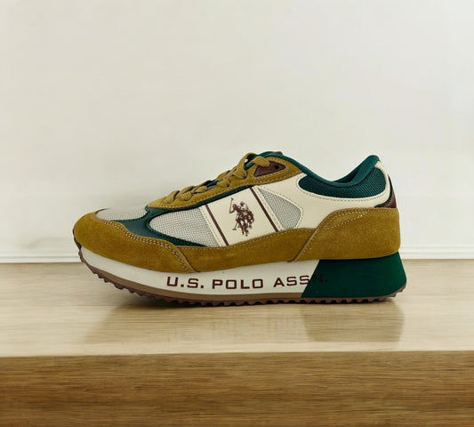 U.S.Polo Assn. | Sneakers (zapatillas) de hombre piel y textil ocre verde y beige Sueden