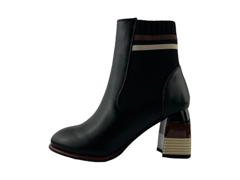 Rock Away | Black women's ankle boots with multicolored geometric heel Venice