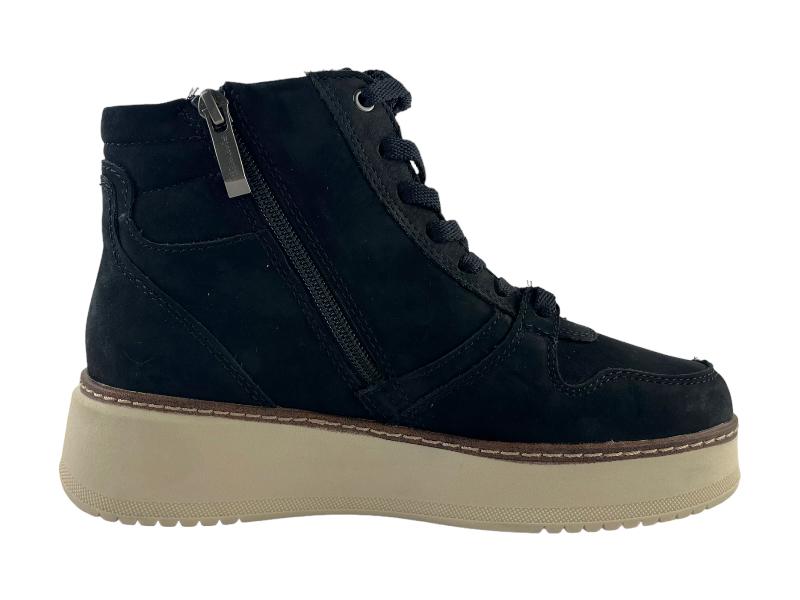 Tamaris | Women's suede leather comfort ankle boot with zipper and laces, low-top Navy Texas