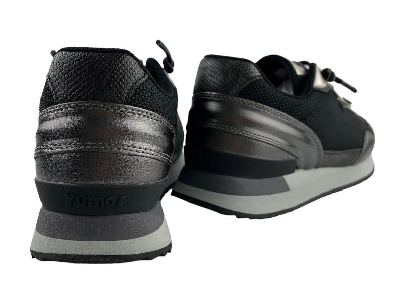 Yumas | Tenis| Sneakers mujer cordones elásticos ligeros negros Zurich ok