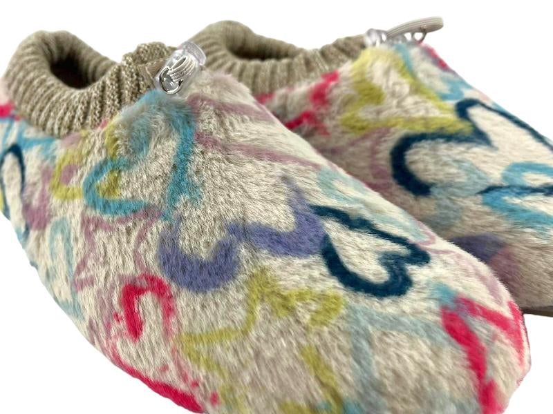 Vulladi | Women's closed house slippers thick cloth Love Ecru