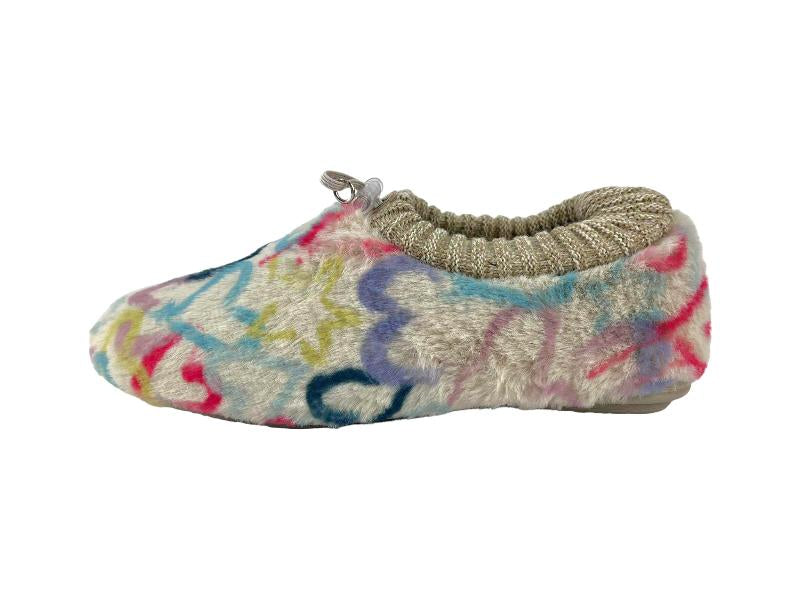 Vulladi | Women's closed house slippers thick cloth Love Ecru