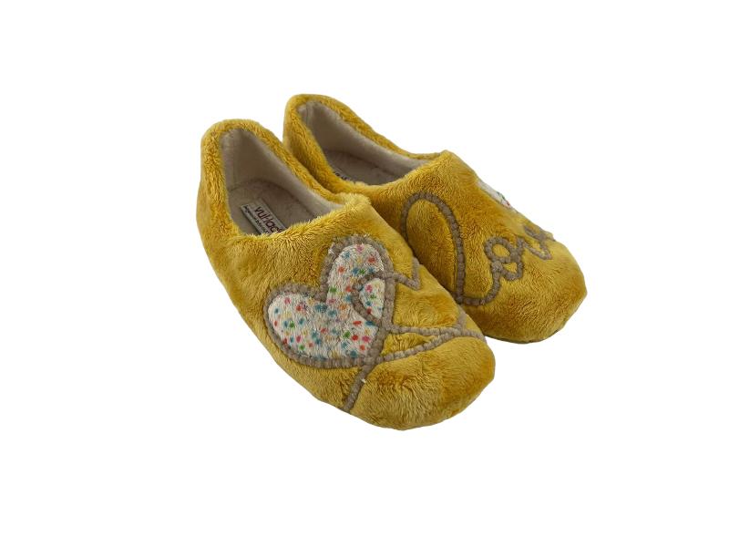 Vulladi| Women's closed house slippers Heart Yellow
