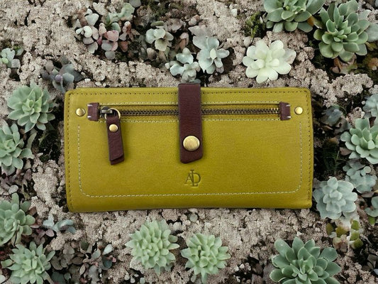 Adapell | Women's olive green genuine leather wallet, purse and purse Luisa