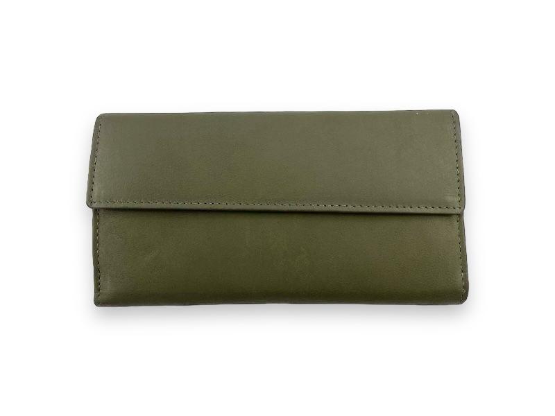 Adapell | Billetera, cartera y monedero mujer piel legítima tonos verdes y marrón María