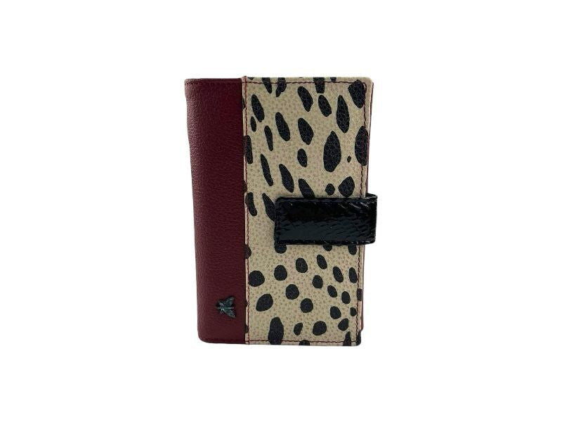 Pepe Moll | Genuine cherry and leopard leather wallets, purse and purse Medium Idoia