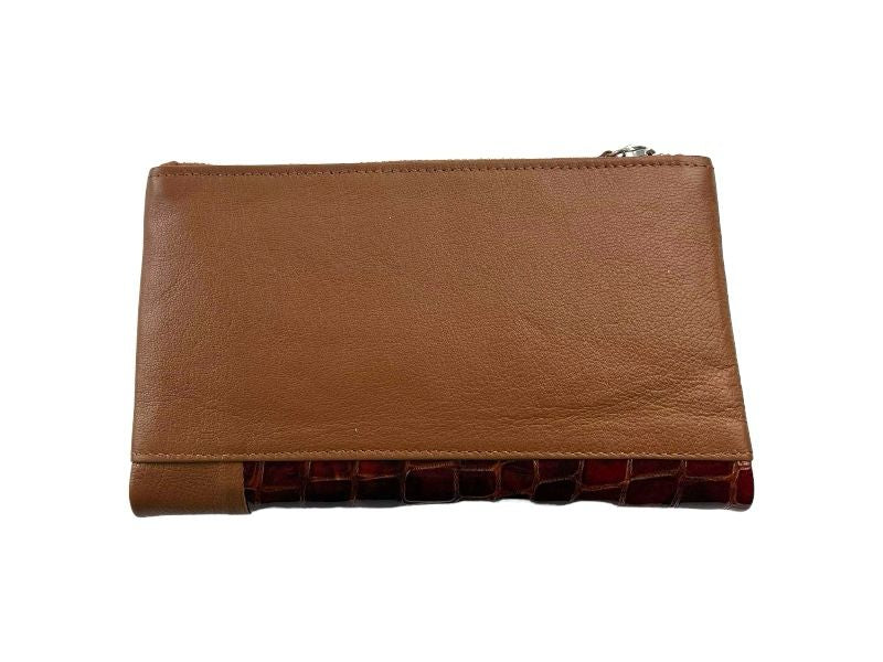 Ferchi | Billetera, cartera y monedero piel legítima color teja y marrón Sheila