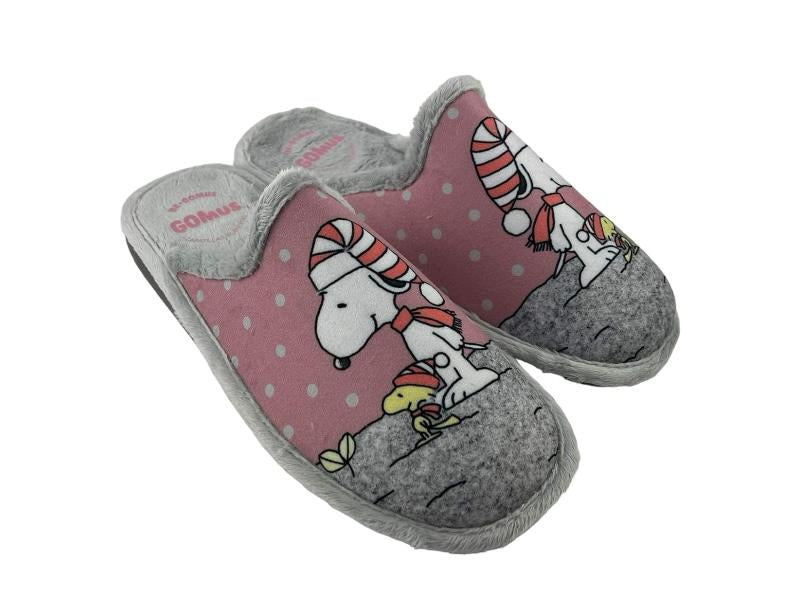Gomus | Zapatillas de casa descalzas suela silenciosa madera Snoopy rosa