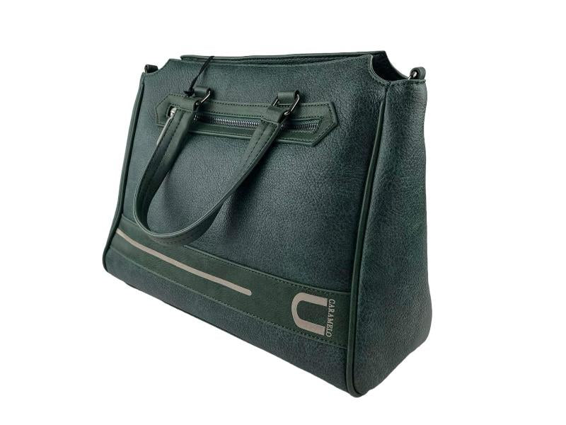 Caramelo | Green Synthetic Leather Hand and Shoulder Bowling Purse