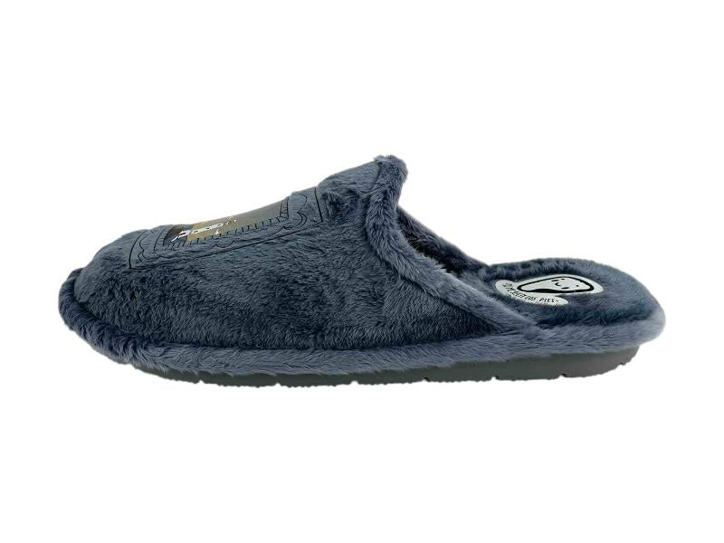 Pantuflas descalzas de hombre en gris azulado y suela de goma. Zapatillas de casa muy cómodas y de gran calidad. 