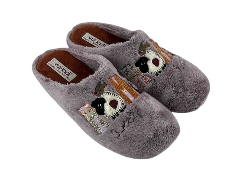Vulladi | Pantuflas descalzas mujer peluche malva "home Sweet Home"