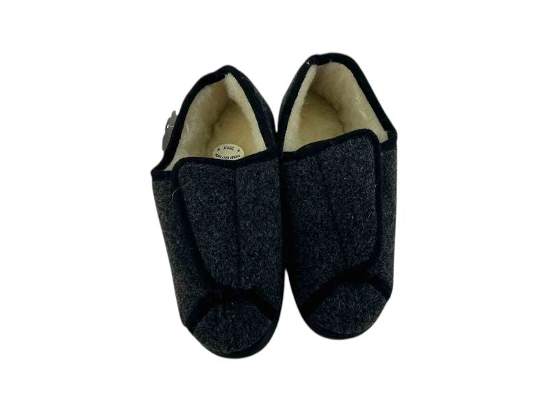 Pantuflas de lana para hombre o mujer, con velcro, de color gris,  muy cómodas y fáciles de poner, cómodas y muy cálidas. Suela antideslizante.