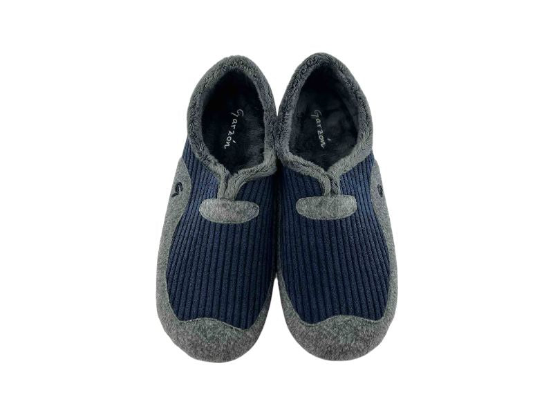 Pantuflas para hombre o mujer, muy cálidas y cómodas, de paño grueso color azul o gris, con suela antideslizante de goma.