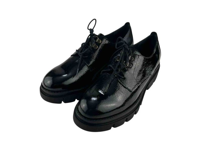 Zapatos streetwear de piel charol, de tendencia, para mujer, estilo Oxord, con cordones, suela track dentada, muy cómodos y ligeros.