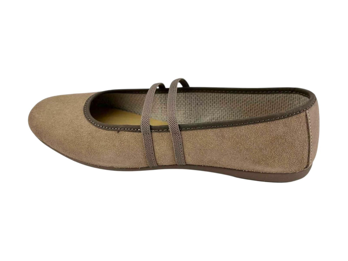 Par de manoletinas bicolor para mujer en cuero beige claro.