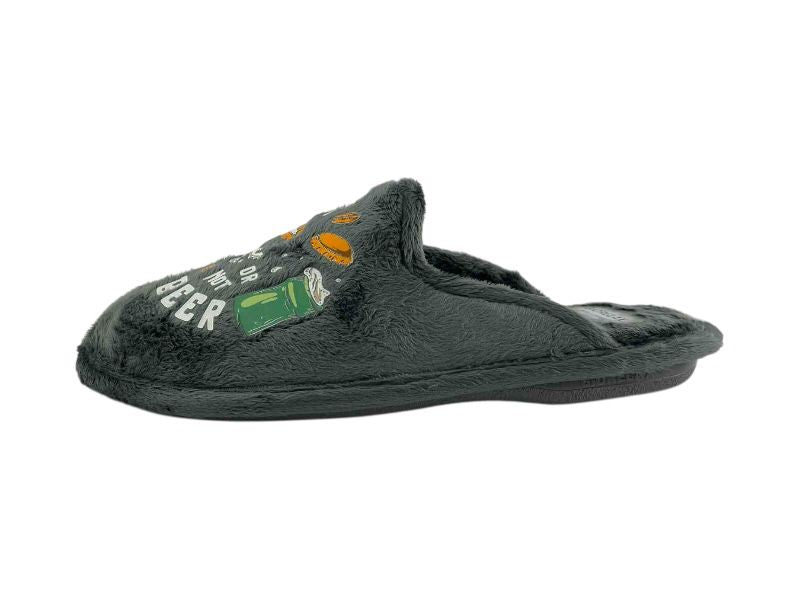 Zapatillas de hombre, de casa, descalzas, en color gris, con tacto de peluche suave, plantilla super cómoda y suela antideslizante.