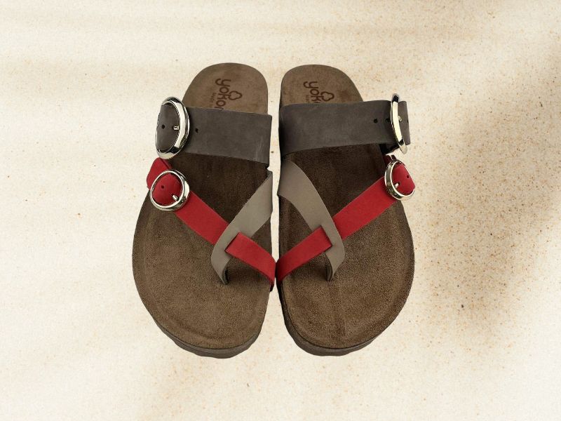 Yokono | Women's organic flat sandals with adjustable toe Jerba Coral