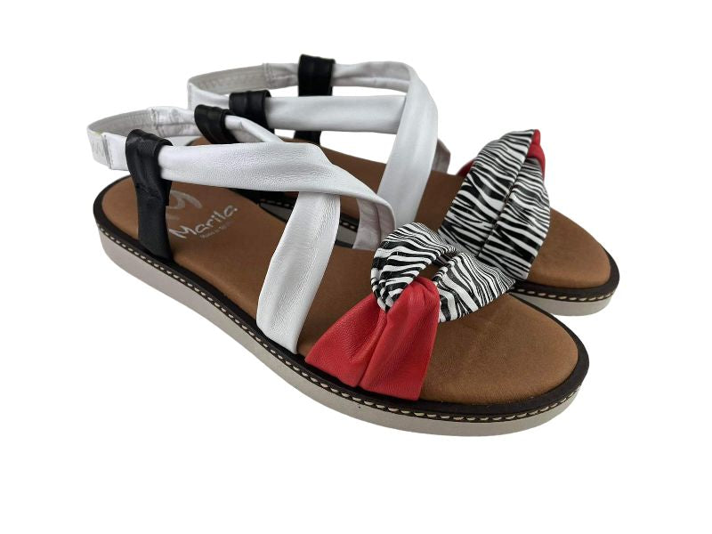 Marila | Sara white multicolored flat leather sandals