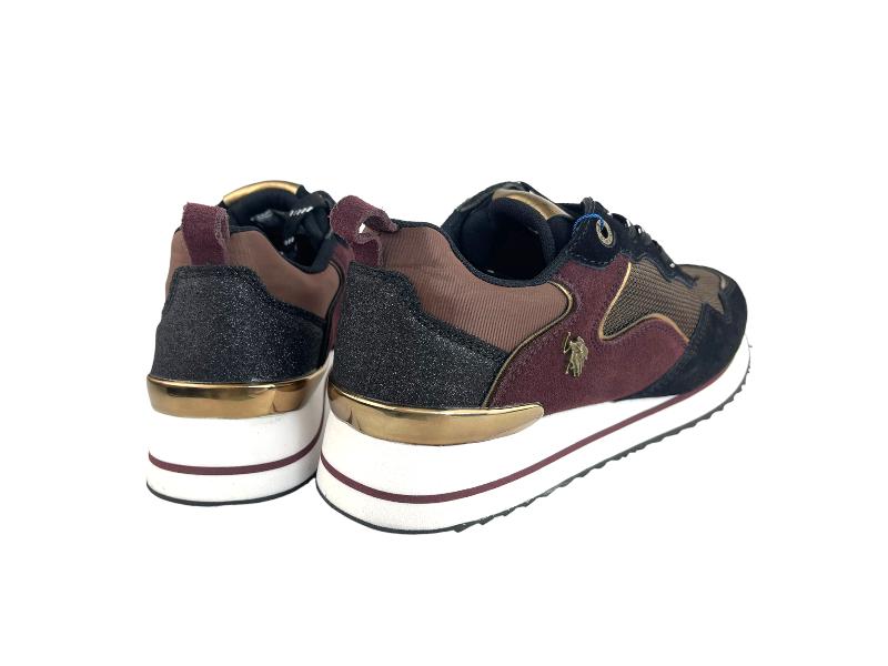 US Polo Assn. | Women's leather and textile sneakers in aubergine and black Michigan