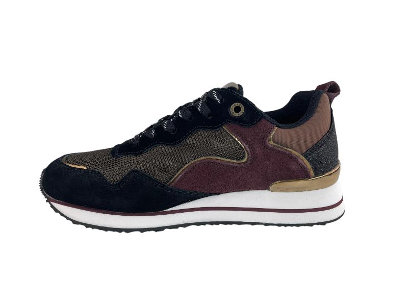 US Polo Assn. | Women's leather and textile sneakers in aubergine and black Michigan