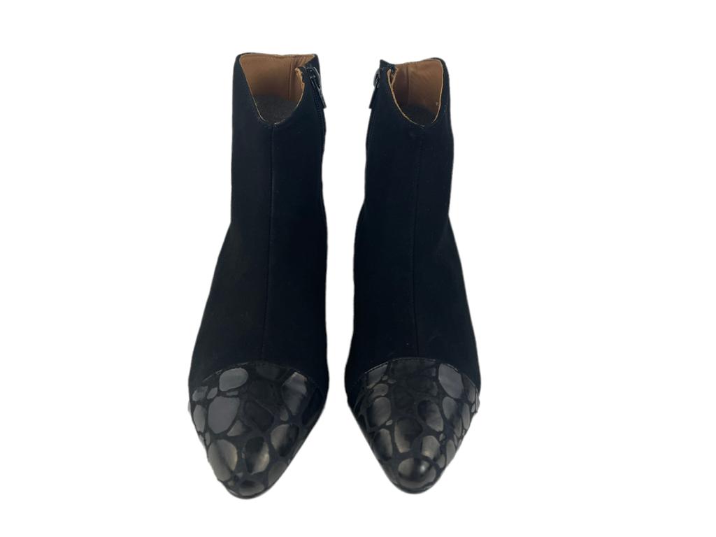 Ragaza | Women's black leather ankle boots 100% suede 5 cm heel Sagunto