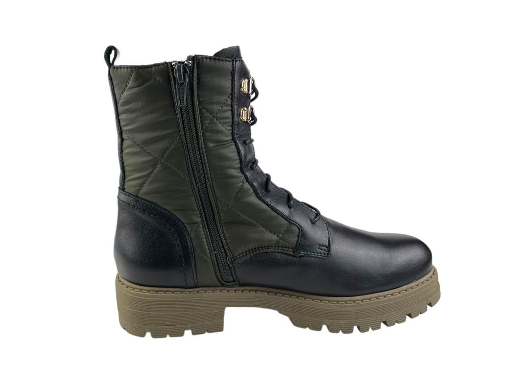 Yokono | Women's boots military style genuine leather nylon black and green Bovec