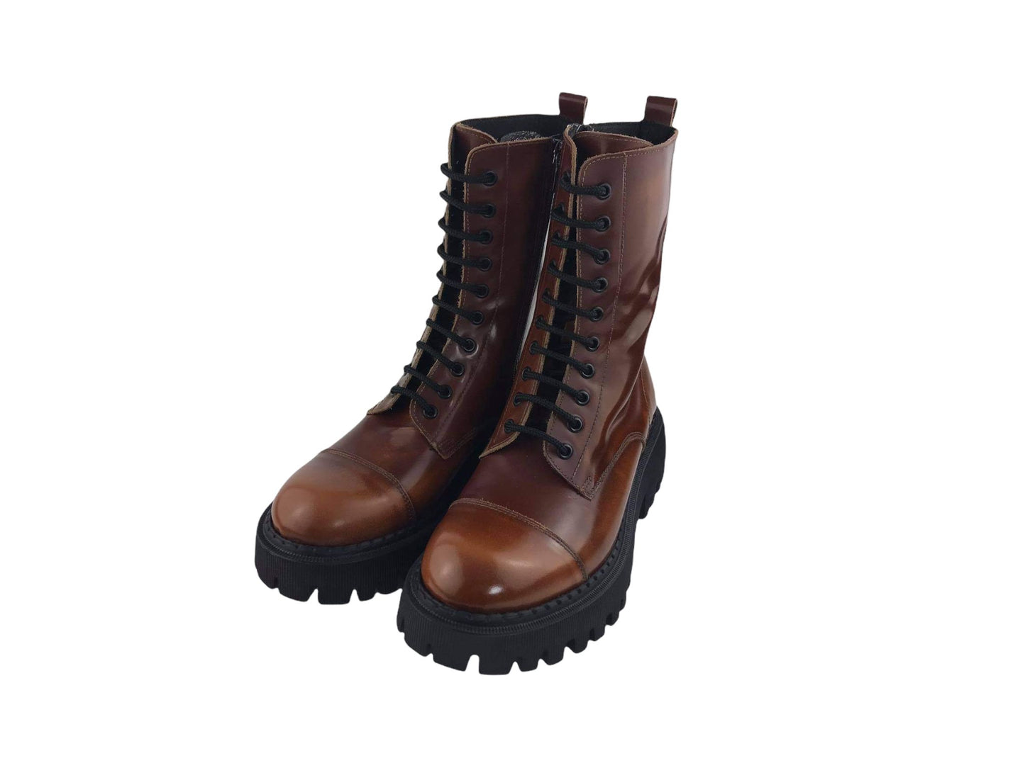 marnate | Women's Zareb military boots in hazelnut waxed leather