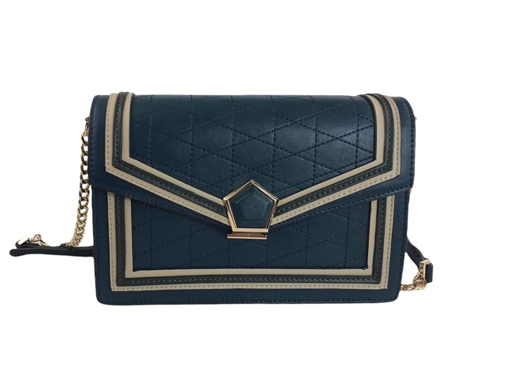 Alessia Massimo | Iria blue small quilted faux leather women's shoulder bag