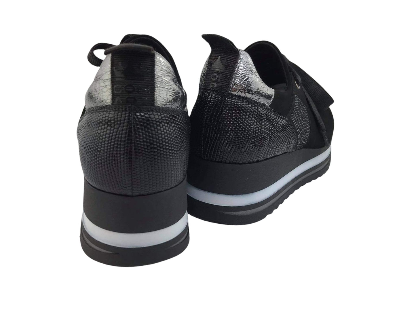 Comart | Chaussure sneaker Nobuck noire pour femme avec nœud Milano