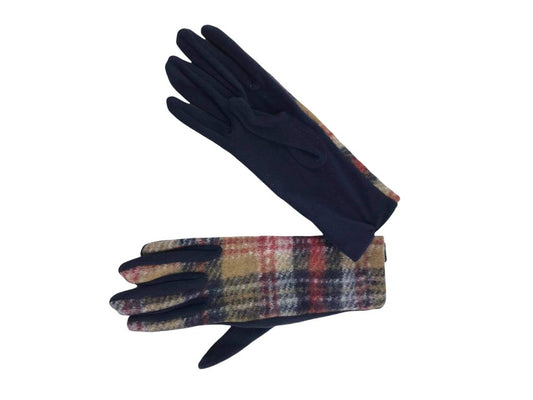 mohair | Women's woolen gloves checkered blue background Milan